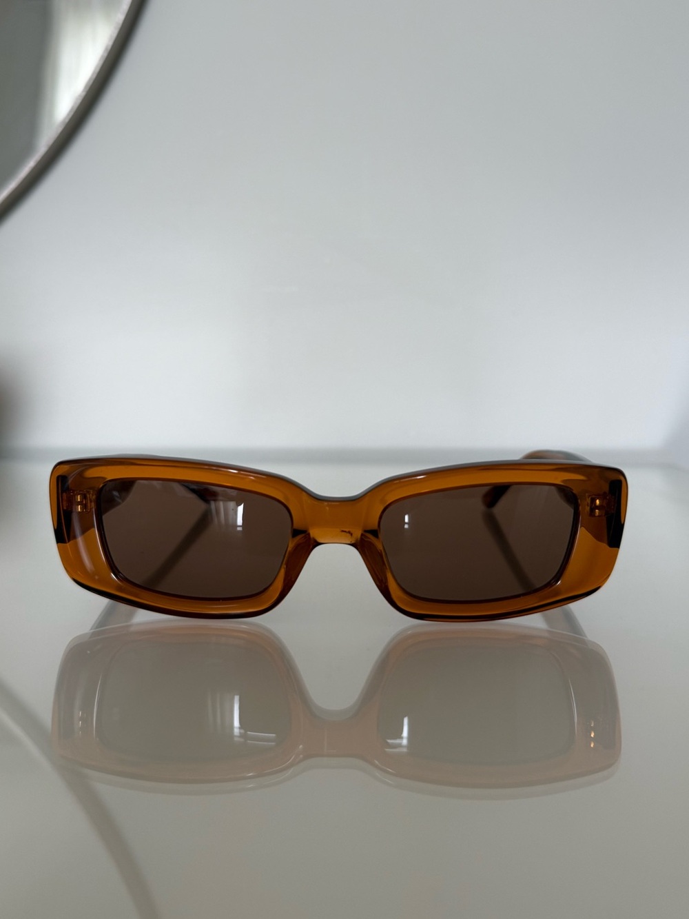 DMY BY DMY Translucent Amber Preston Rectangular Frame Sunglasses (One Size)